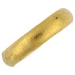 A Chinese 24ct gold wedding band ring, stamped with maker's mark, band width 4.7mm, size O, 7.4g