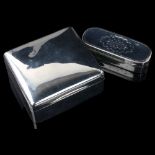 An Antique French oval silver snuffbox, circa 1800, bright-cut engraved decoration, maker's marks