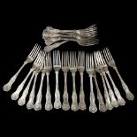 24 Victorian silver King's pattern dinner forks, by Chawner & Co, hallmarks circa 1850 - 60,