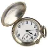 DUNLOP - an American Art Deco golf ball full hunter pocket watch, white enamel dial with Arabic