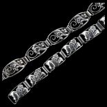 2 Art Nouveau Danish silver panel bracelets, makers include Hugo Grun, bracelet lengths 18.5cm,