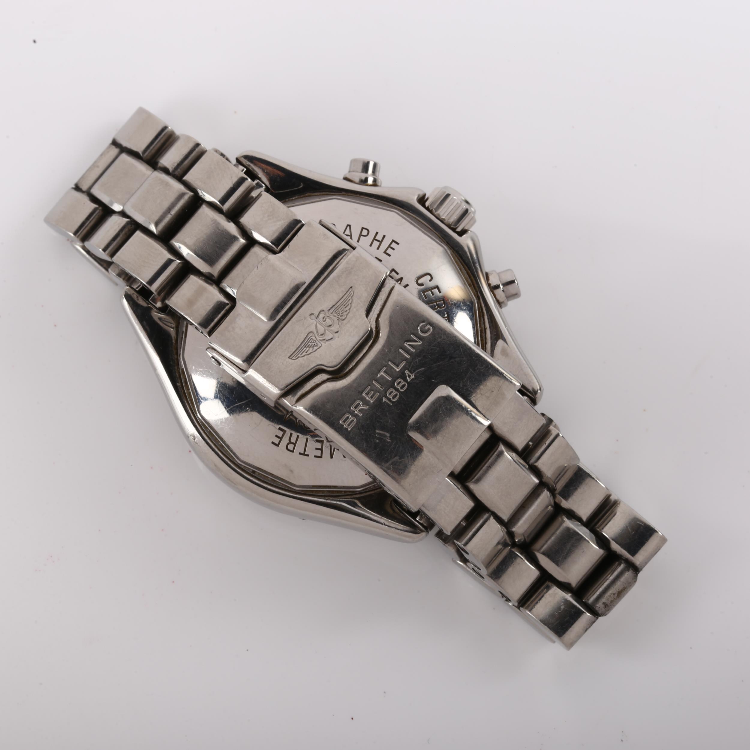 BREITLING - a stainless steel Colt automatic chronograph bracelet watch, ref. A13335, blue dial with - Image 3 of 4