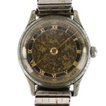 LEMANIA - a Second World War Period chrome plated mechanical bracelet watch, ref. 190C, circa 1940s,