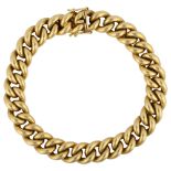 A heavy Continental 18ct gold curb link chain bracelet, maker's marks PG, bracelet length 18cm, 50.