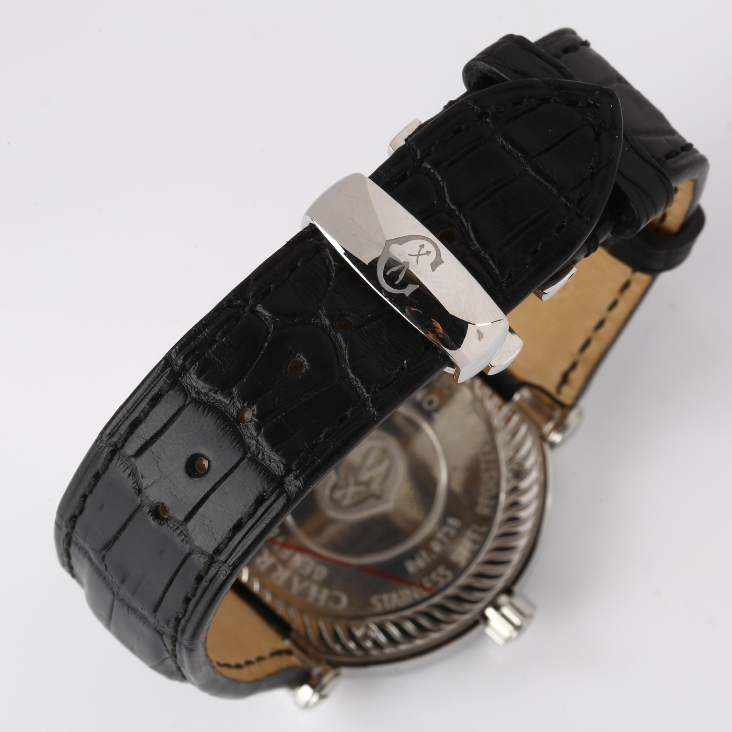 CHARRIOL - a stainless steel and diamond Rotonde quartz wristwatch, ref. RT38, black dial with Roman - Image 3 of 4