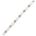 A modern 9ct white gold diamond line bracelet, set with single-cut diamonds, total diamond content
