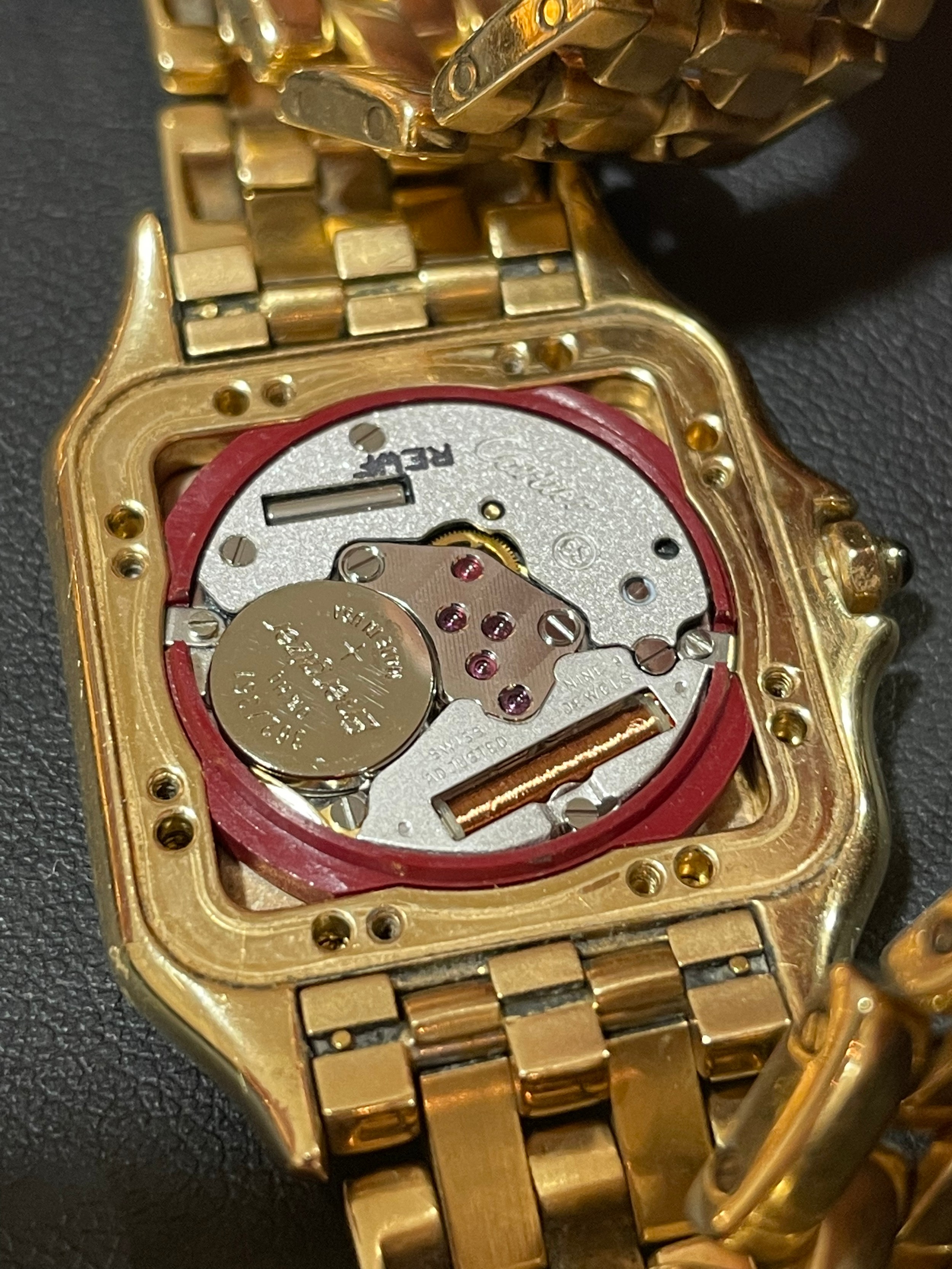 CARTIER - a mid-size 18ct gold Panthere quartz bracelet watch, ref. 8839, circa 1990s, pale - Image 6 of 7
