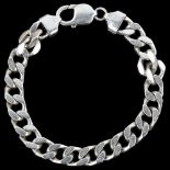 A heavy sterling silver flat curb link chain bracelet, length 20cm, 30.2g No damage or repairs, no