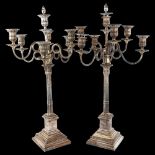 A large fine quality pair of Neo-Classical style silver plated 7-light candelabra, by Richard