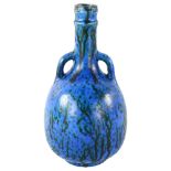 CERAMIQUE DE BRUXELLES - a blue mottle glaze twin-handled vase, early 20th century, height 25.5cm