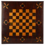 A 19th century parquetry inlaid mahogany games board, 46cm x 46cm Good condition, no splits, light