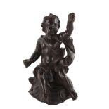 A patinated bronze figure of Eros, height 19cm, unsigned