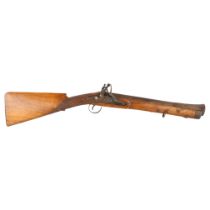 An Indian brass barrel flintlock blunderbuss, overall length 88cm 20th century reproduction with