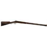 An early 19th century percussion rifle, length 122cm Working lock, some splits to wood, complete