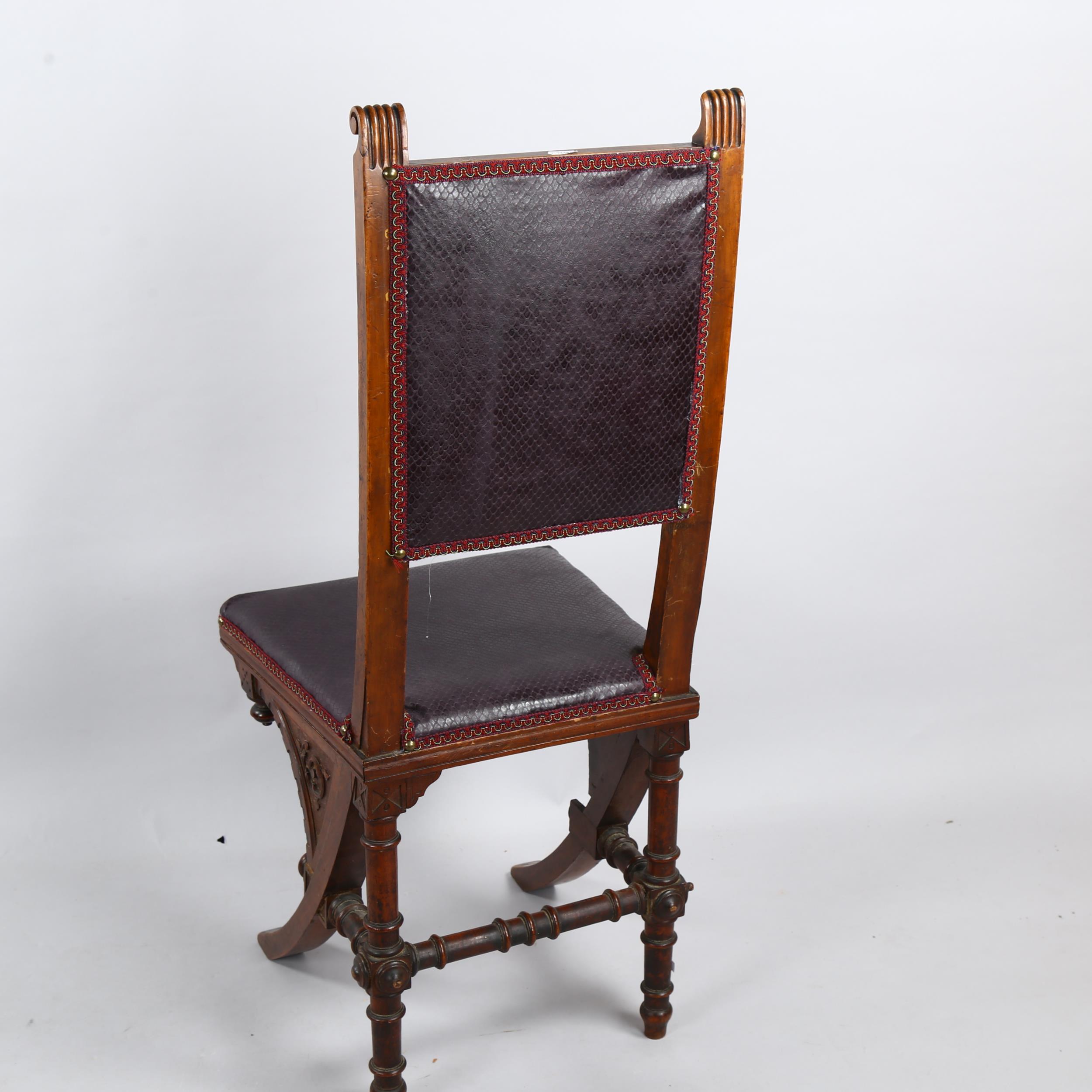 A late Victorian, Italian side chair in the manner of Bugatti, reptile embossed leather - Image 3 of 3