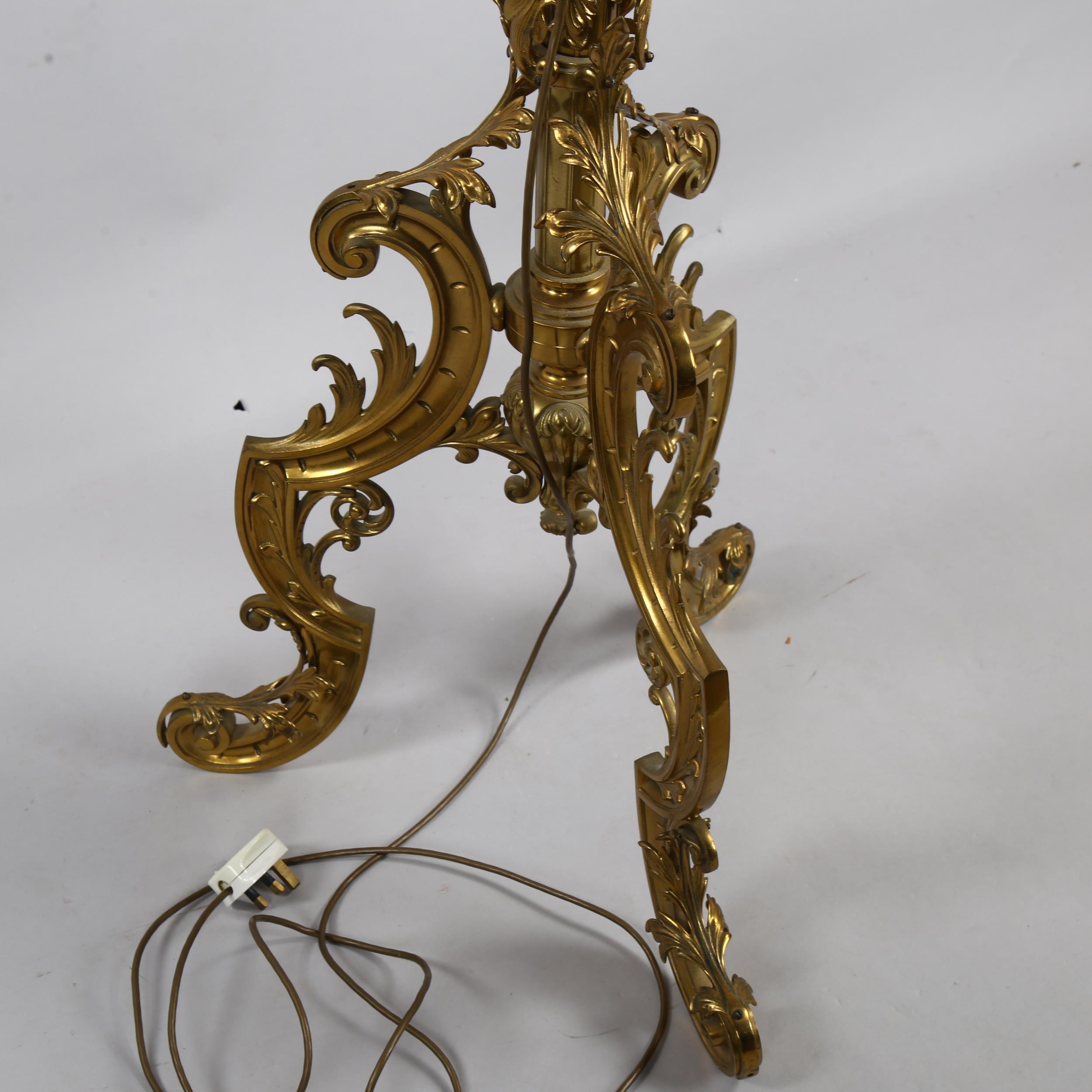 A Victorian cast gilt-brass telescopic standard lamp - Image 3 of 3