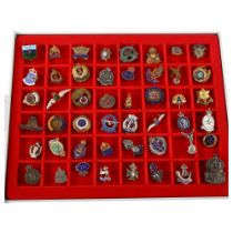 A collection of 48 military badges and sweetheart brooches, some silver Most in good condition, some