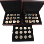 A set of Elizabeth II Cook Islands one dollar enamel coins, a set of 2013 Cook Islands one dollar