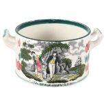 A 19th century lustre pottery 2-handled bowl "Sailors Farewell", hand colour transfer decoration,