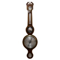 A 19th century mahogany-cased wheel barometer, engraved silvered dial signed A Martinelli of Union