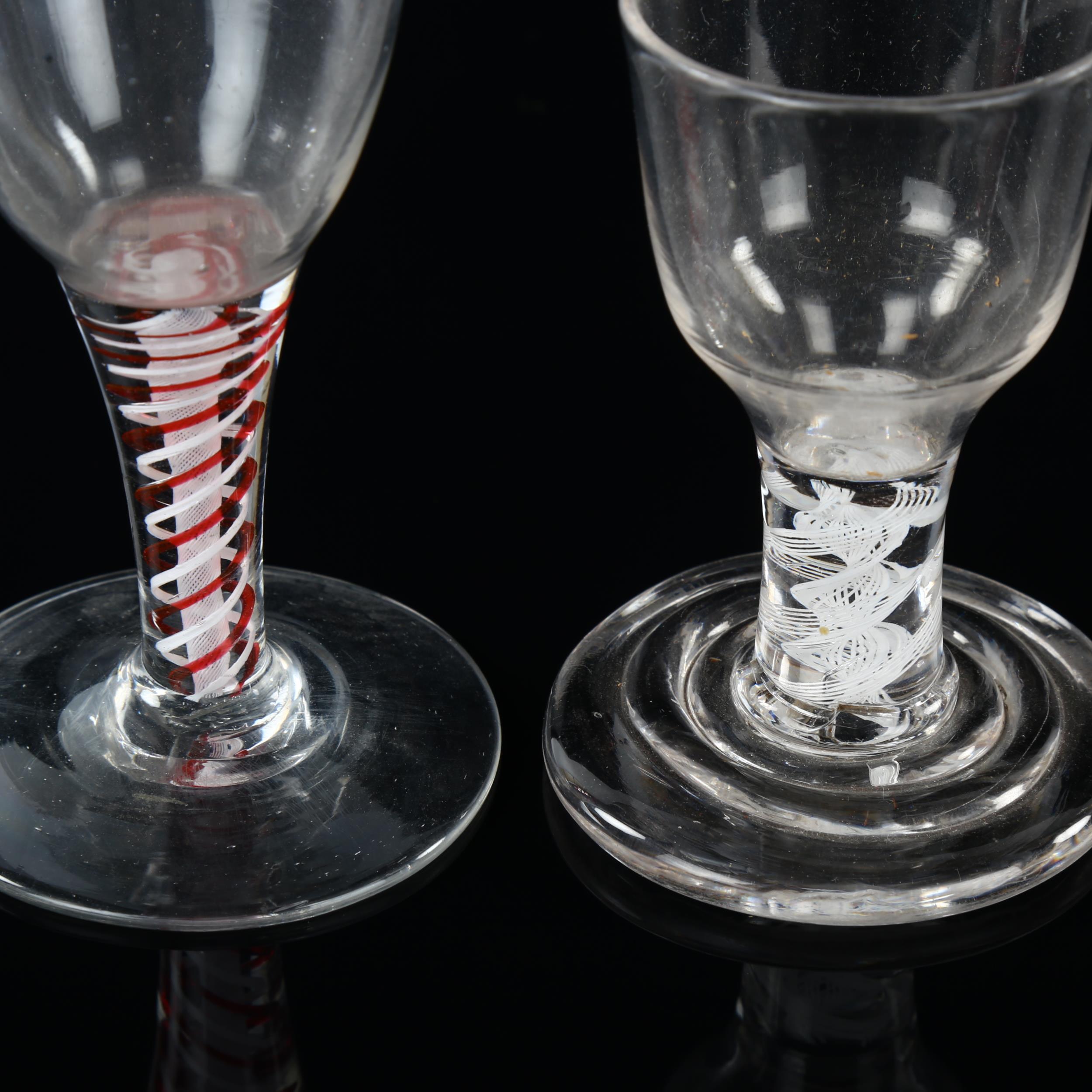 An Antique cordial glass with opaque milk twist stem on heavy base, height 9.5cm, and a 19th century - Image 2 of 3