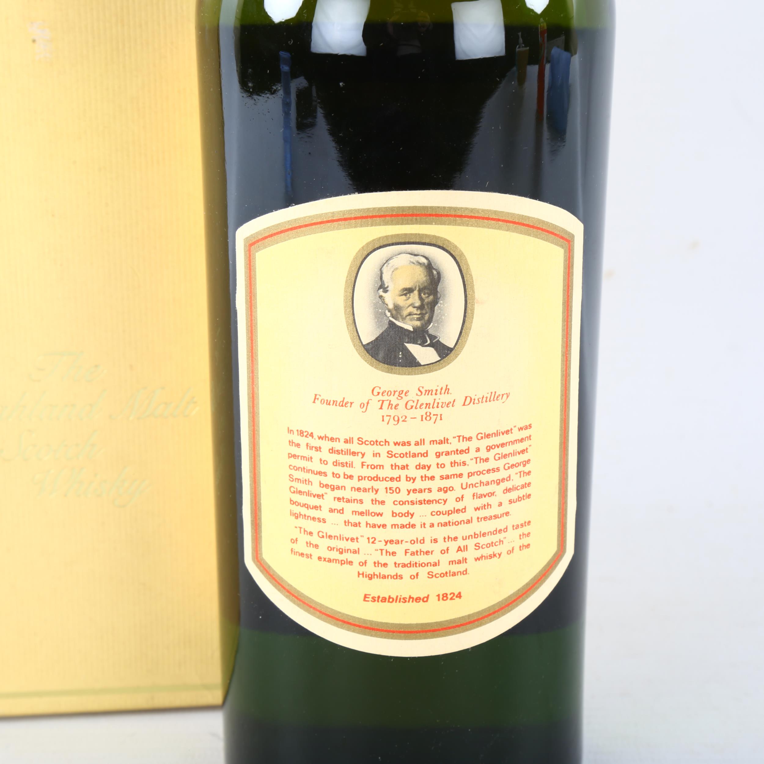 A vintage bottle of The Glenlivet 12 year old single malt whisky, 26 2/3 Fl oz, 70% proof Some - Image 3 of 3