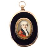 An early 19th century miniature watercolour portrait on ivory of an Irish Military Officer,