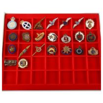 A collection of 23 military badges and sweetheart brooches, WW I and II period Condition varies some