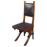 A late Victorian, Italian side chair in the manner of Bugatti, reptile embossed leather