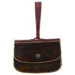 An antique leather and tortoishell purse with silver mounted basket emblem, possibly Austrian, width