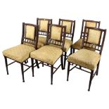 A set of six Victorian Aesthetic mahogany dining/side chairs by Bruce J Talbert for gillows,