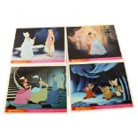 A set of 8 lobby cards for UK release of Walt Disney's Cinderella, 1970s' release Good condition