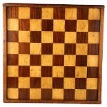 A 19th century rosewood and satinwood inlaid games board, 46cm x 46cm Good condition, light