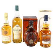 4 bottles of whisky, 1ltr Auchentoshan, 75cl Dimple 15 year old, Old Pulteney 12 year old, and
