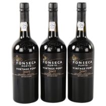 3 bottles of Fonseca 2007 vintage port
