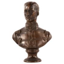 Richard Claude Belt (1851 - 1920), a patinated bronze bust of a military officer, inscribed