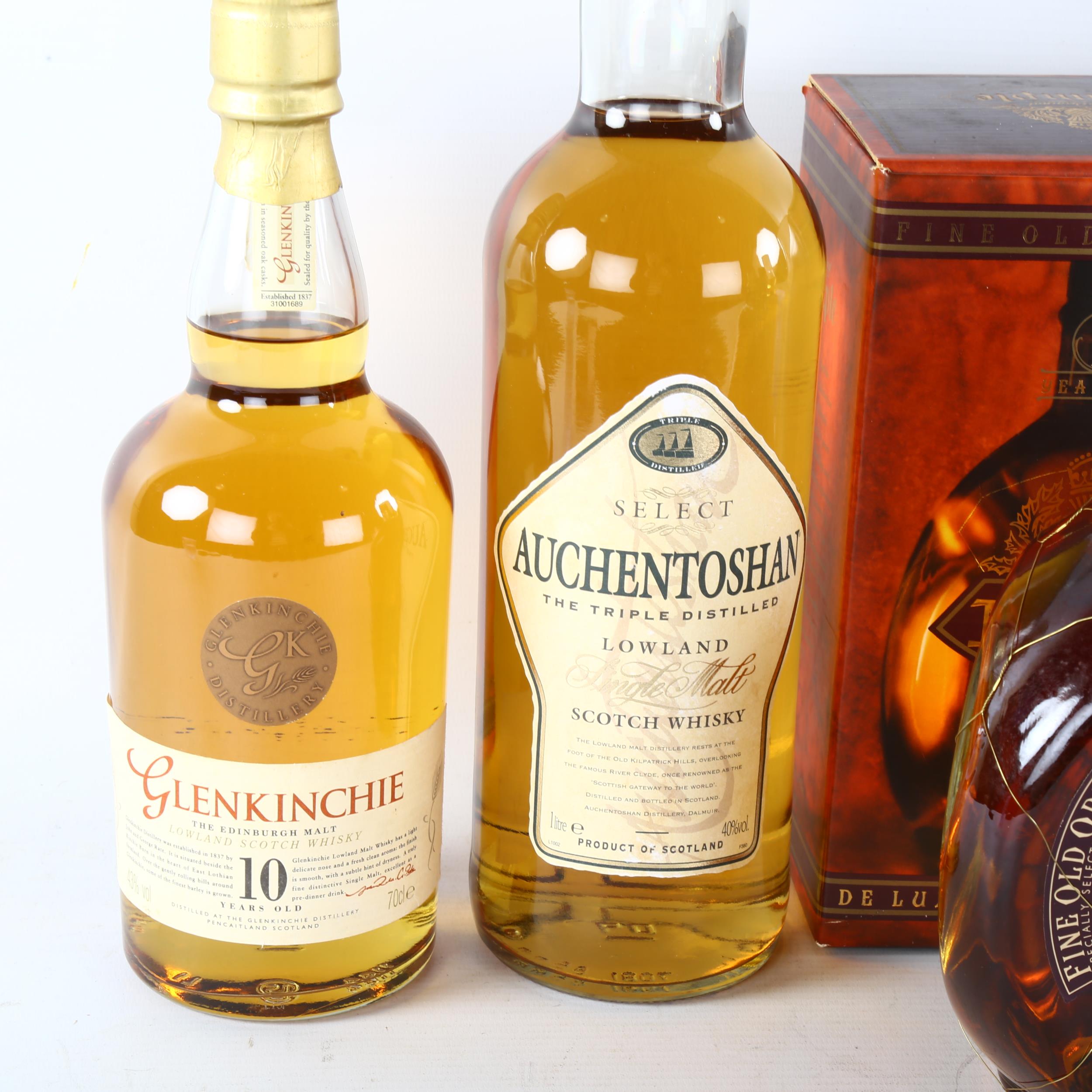 4 bottles of whisky, 1ltr Auchentoshan, 75cl Dimple 15 year old, Old Pulteney 12 year old, and - Image 2 of 3