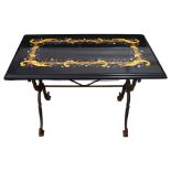 **DESCRIPTION CHANGE** *Probably a 20th* century Pietra Dura top table on cast iron frame, 100 x 55c