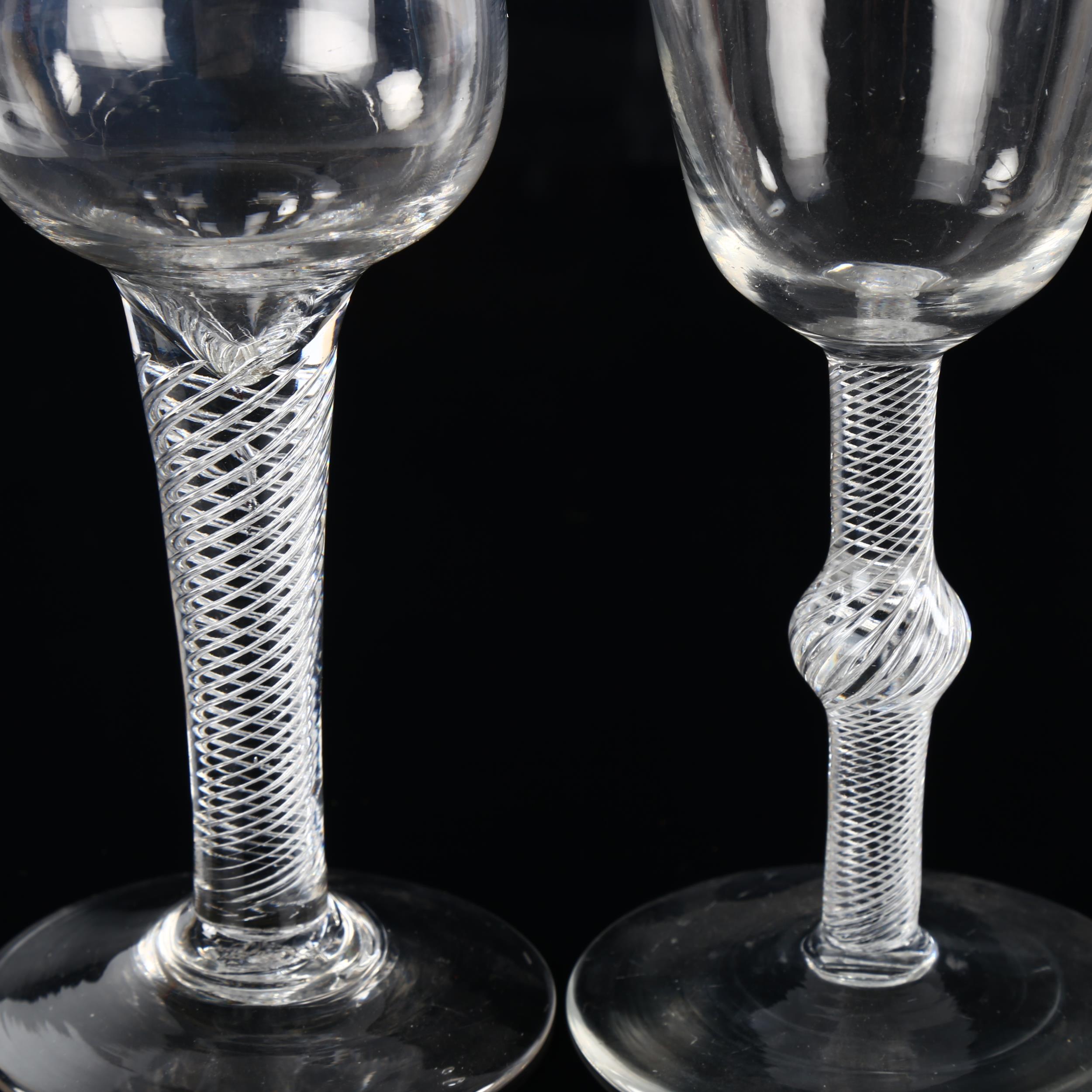 2 Antique glasses with air twist stems, largest height 19cm (2) No chips or cracks - Image 2 of 3