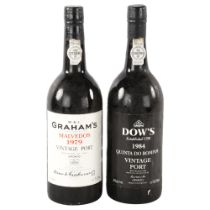 2 bottle of vintage port, Graham's Malvedos 1979, Dow's 1984 levels to low neck capsules in good