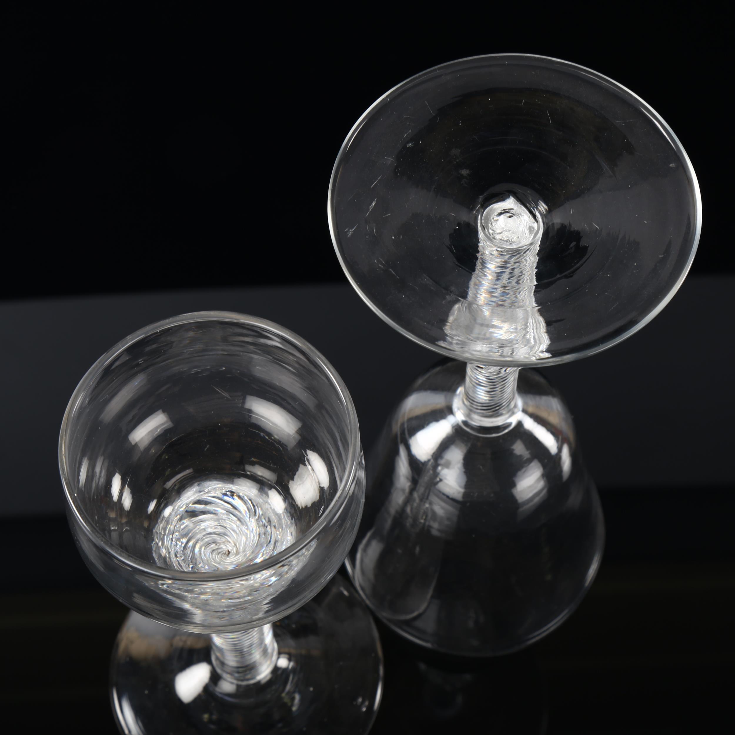 2 Antique glasses with air twist stems, largest height 19cm (2) No chips or cracks - Image 3 of 3