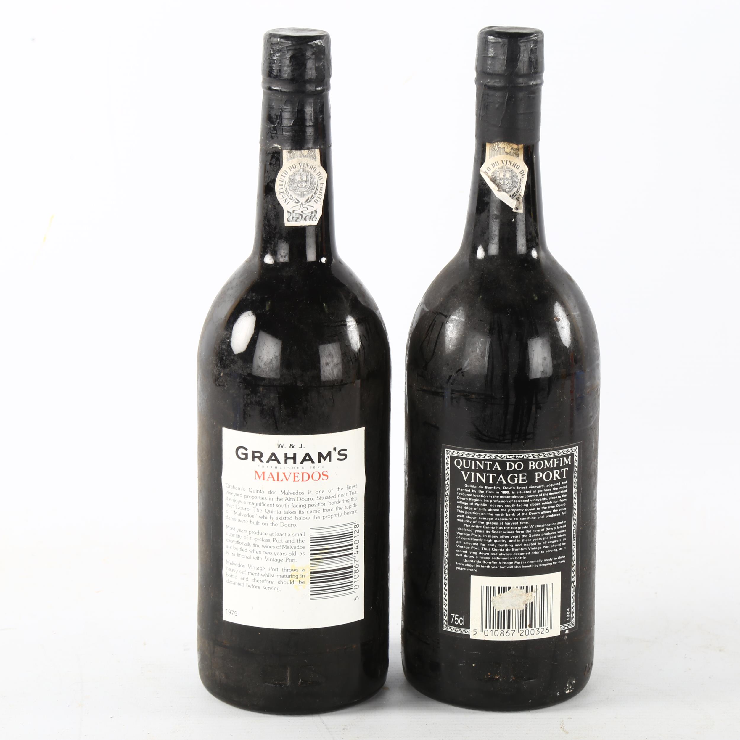 2 bottle of vintage port, Graham's Malvedos 1979, Dow's 1984 levels to low neck capsules in good - Image 3 of 3