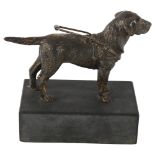 Louis Lejeune, a patinated bronze sculpture of a Guide Dog on slate base, length 15cm
