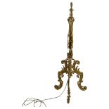 A Victorian cast gilt-brass telescopic standard lamp