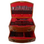 A complete canteen of cutlery, by Joseph Rodgers, Sheffield, Manhattan pattern, in mahogany cabinet,