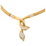 A late 20th century Italian 18ct gold diamond figural snake necklace, the front designed as