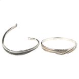 2 Danish sterling silver bangles, makers include Rudolf Andresen, and Hermann Siersbol, internal