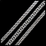 3 Danish silver double-link chain bracelets, makers include Hugo Grun, lengths 18cm, 58.4g total (3)