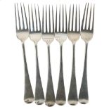 A set of 6 Scottish Edwardian silver Old English pattern dessert forks, by Lawson & Co, hallmarks