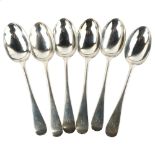 A set of 6 George V silver Old English pattern dessert spoons, by Goldsmiths & Silversmiths Co